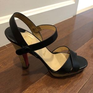 Christian Louboutin Sandals Black Leather size 40.5 USED but authentic
